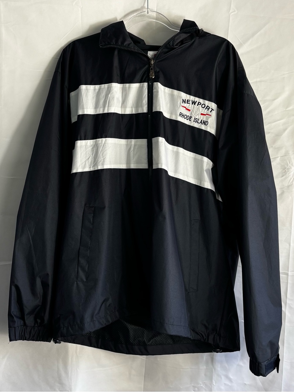 Crazy 8 Black Windbreaker with White Stripes